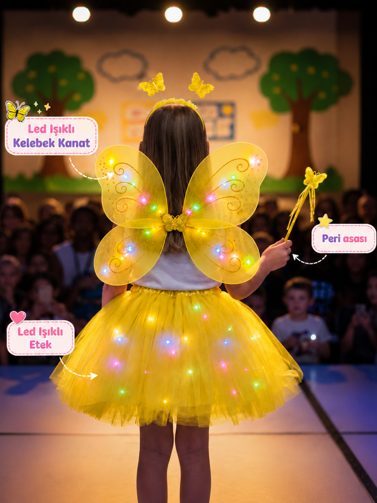 LED Işıklı Kelebek Kanatlı Peri Kostümü